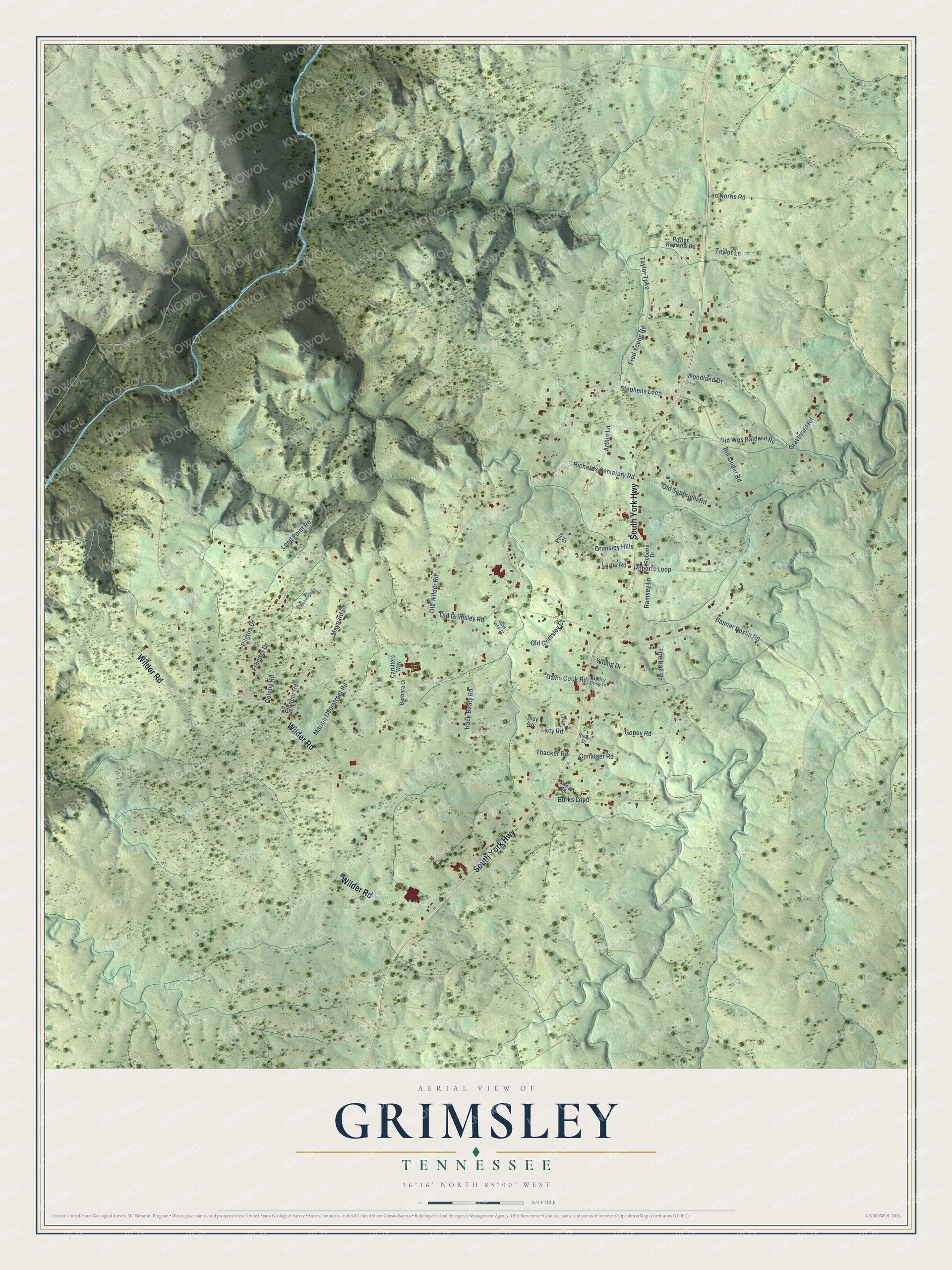 Watermarked full-map preview of Grimsley, Tennessee