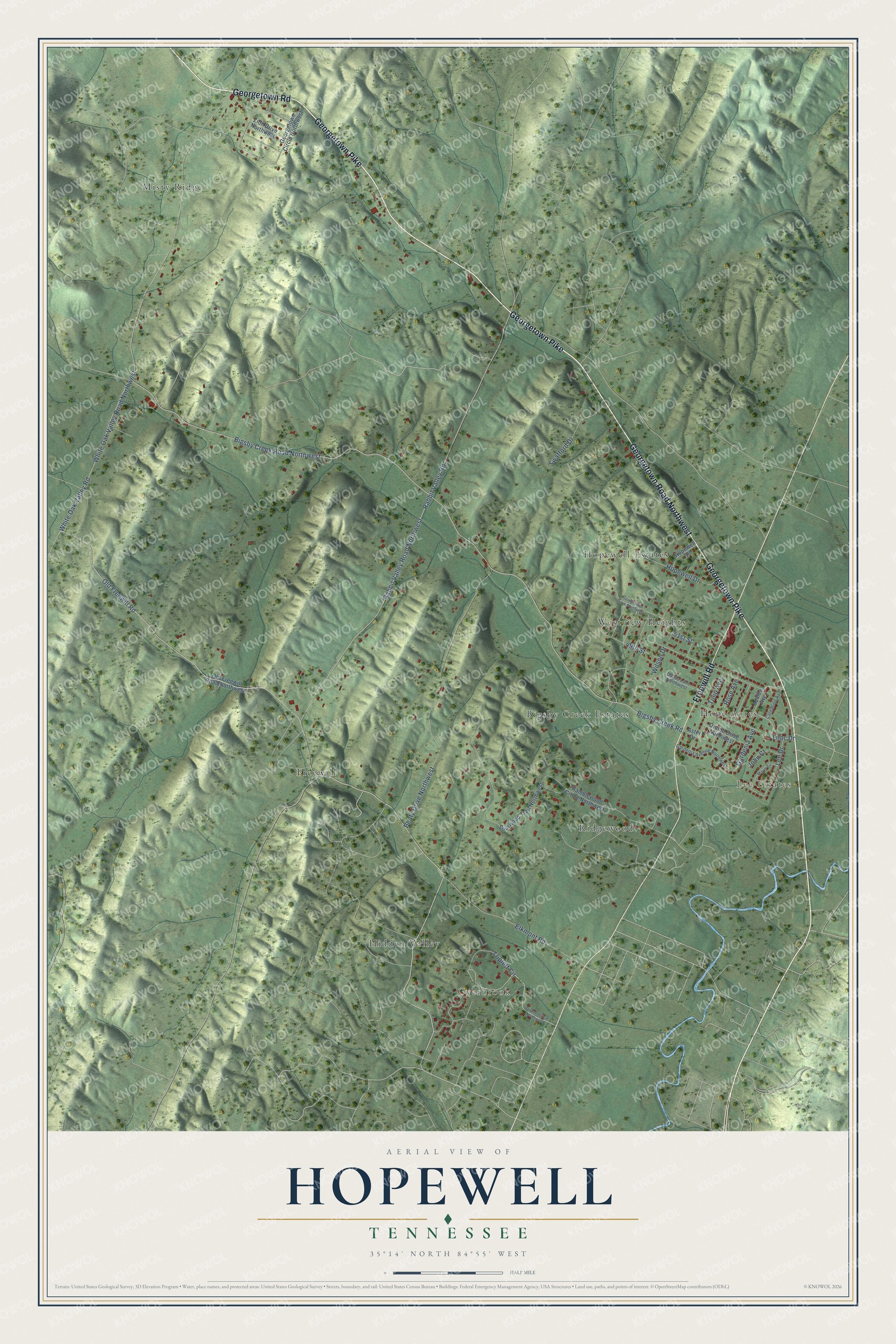 Watermarked full-map preview of Hopewell, Tennessee