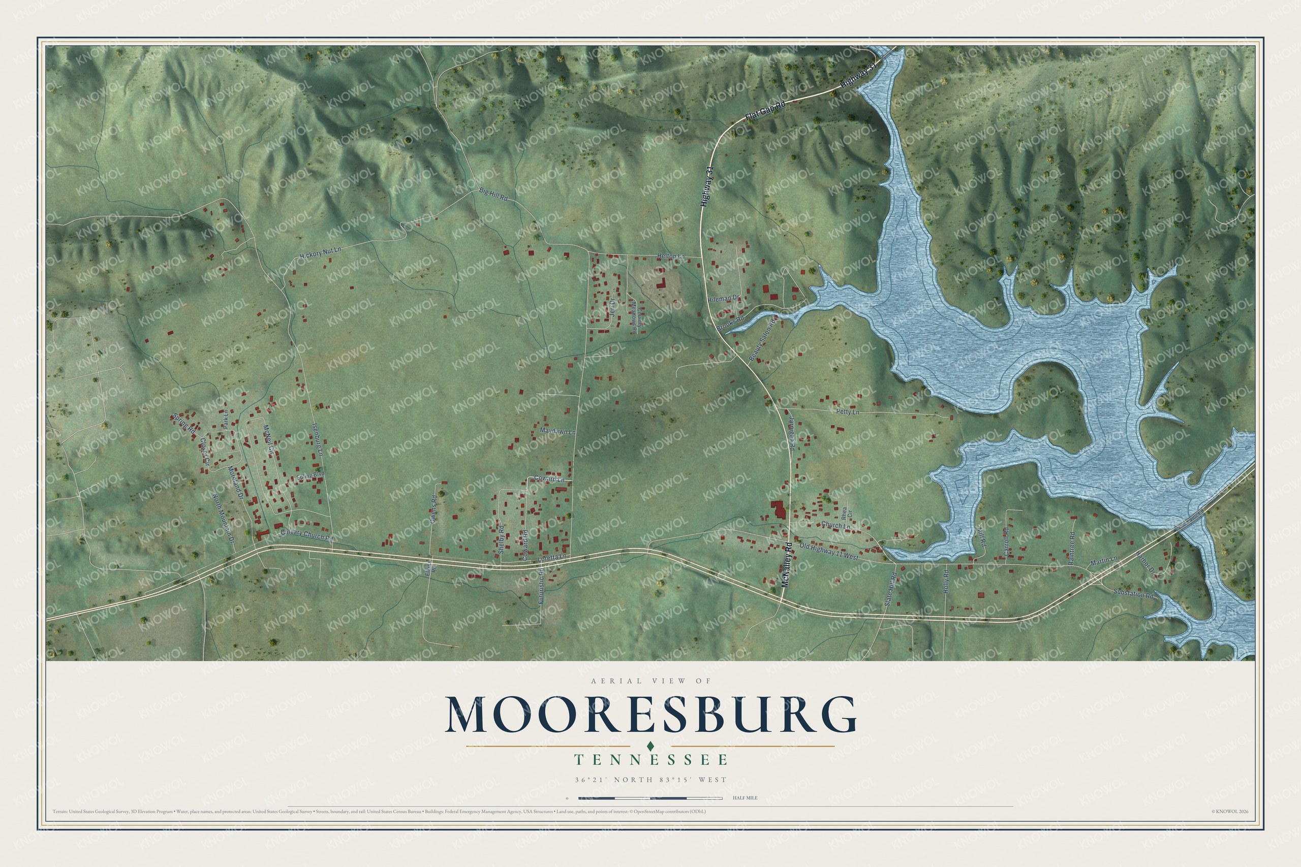 Watermarked full-map preview of Mooresburg, Tennessee