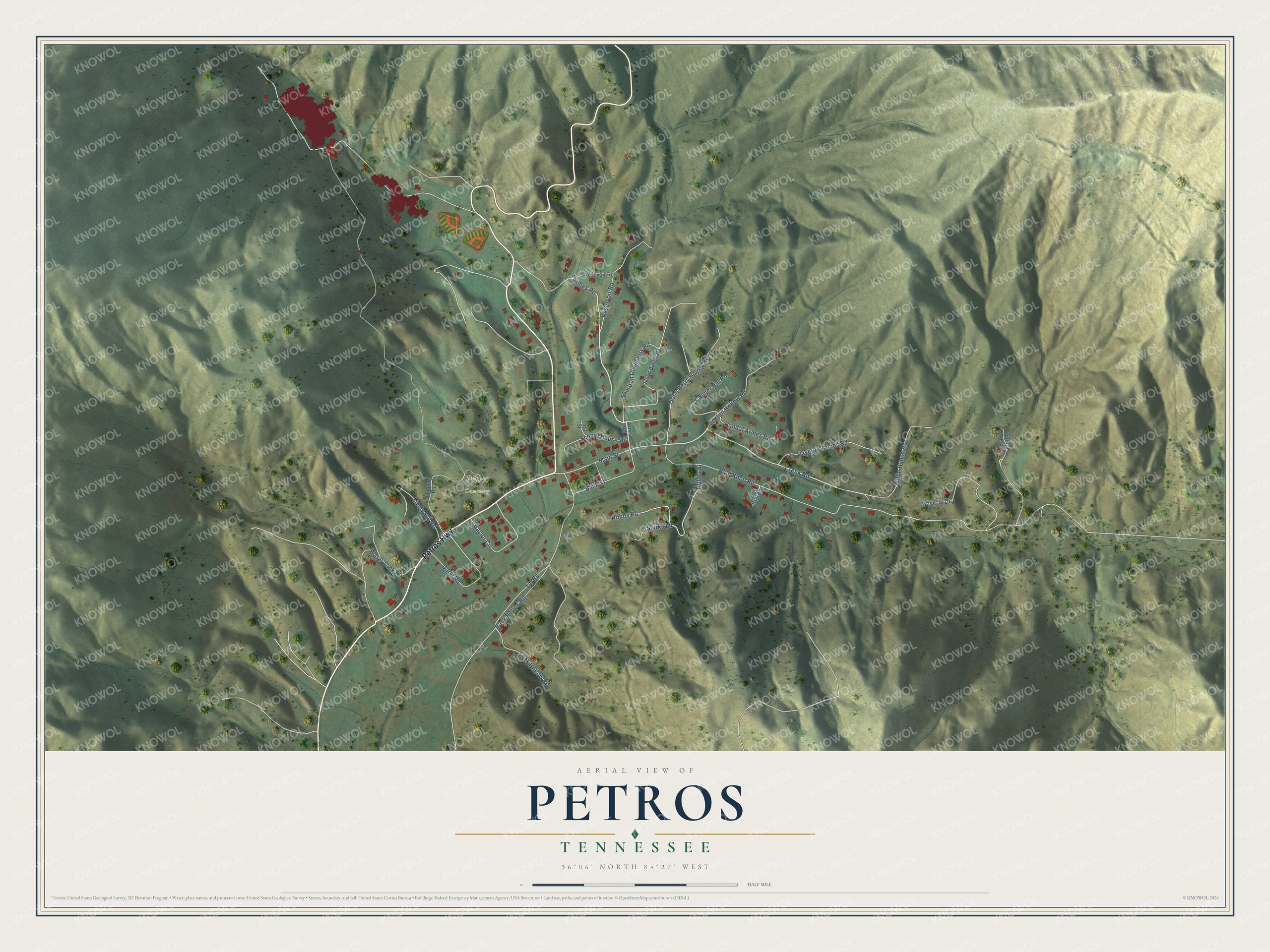 Watermarked full-map preview of Petros, Tennessee