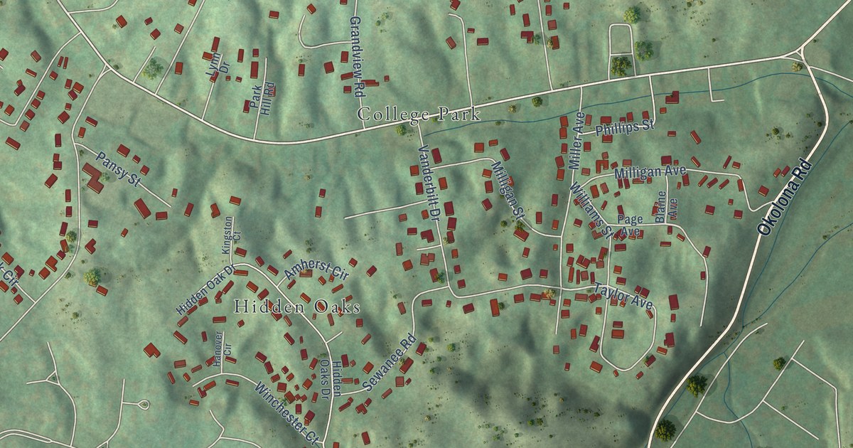 Map of Pine Crest, Tennessee in 2026
