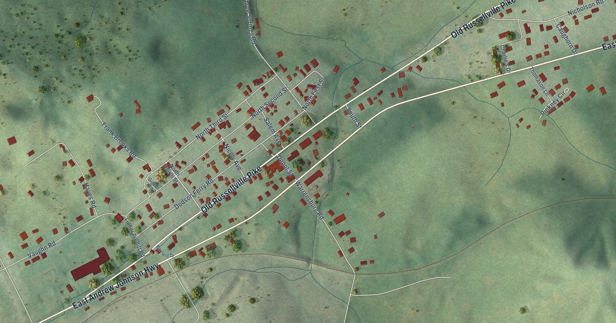 Map of Russellville, Tennessee in 2026