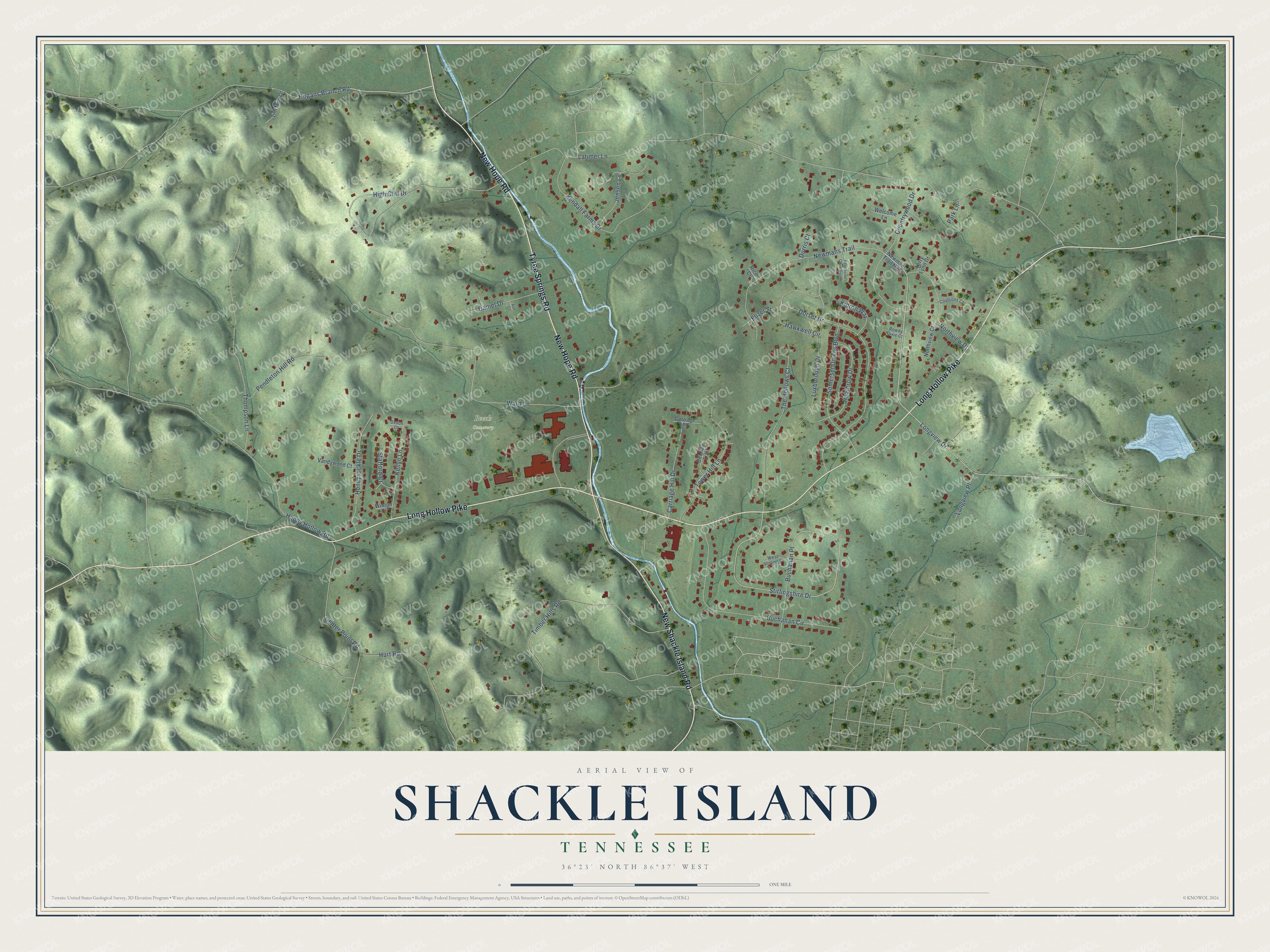 Watermarked full-map preview of Shackle Island, Tennessee