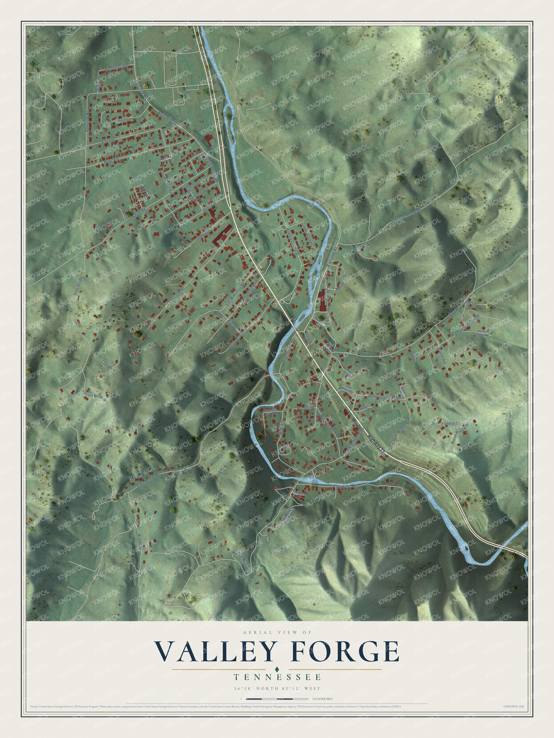 Watermarked full-map preview of Valley Forge, Tennessee