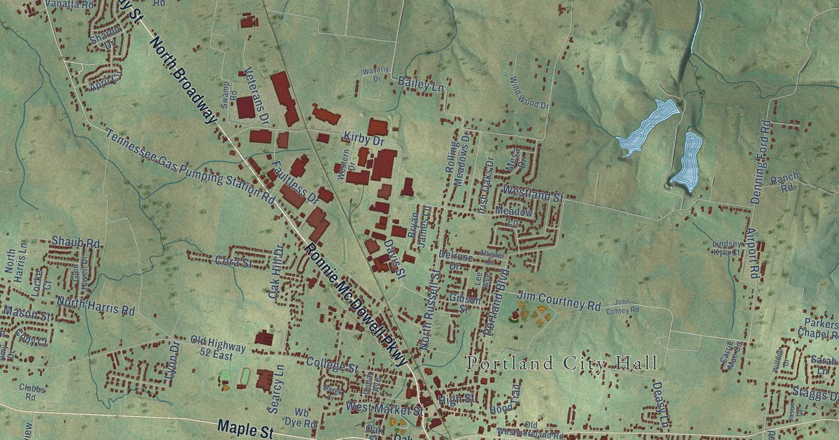 Map of Portland, Tennessee in 2026