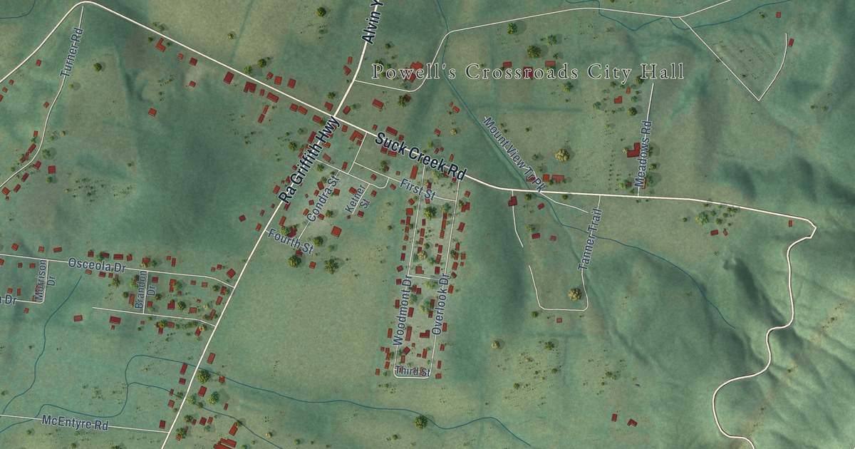 Map of Powells Crossroads, Tennessee in 2026