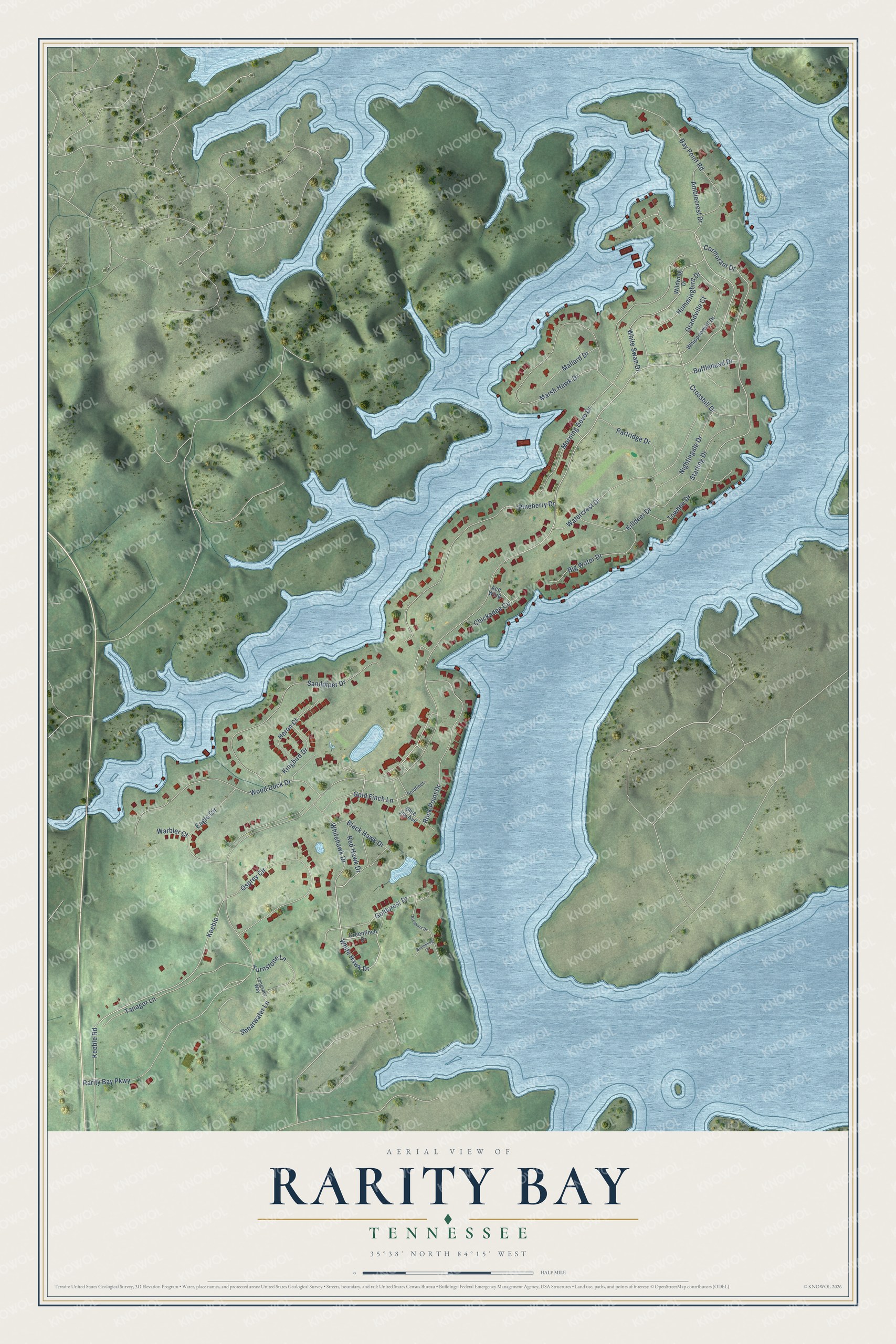 Watermarked full-map preview of Rarity Bay, Tennessee