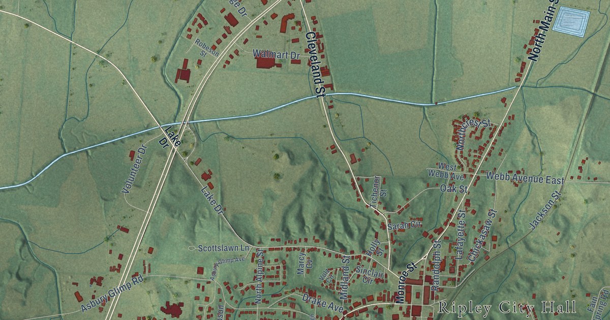 Map of Ripley, Tennessee in 2026