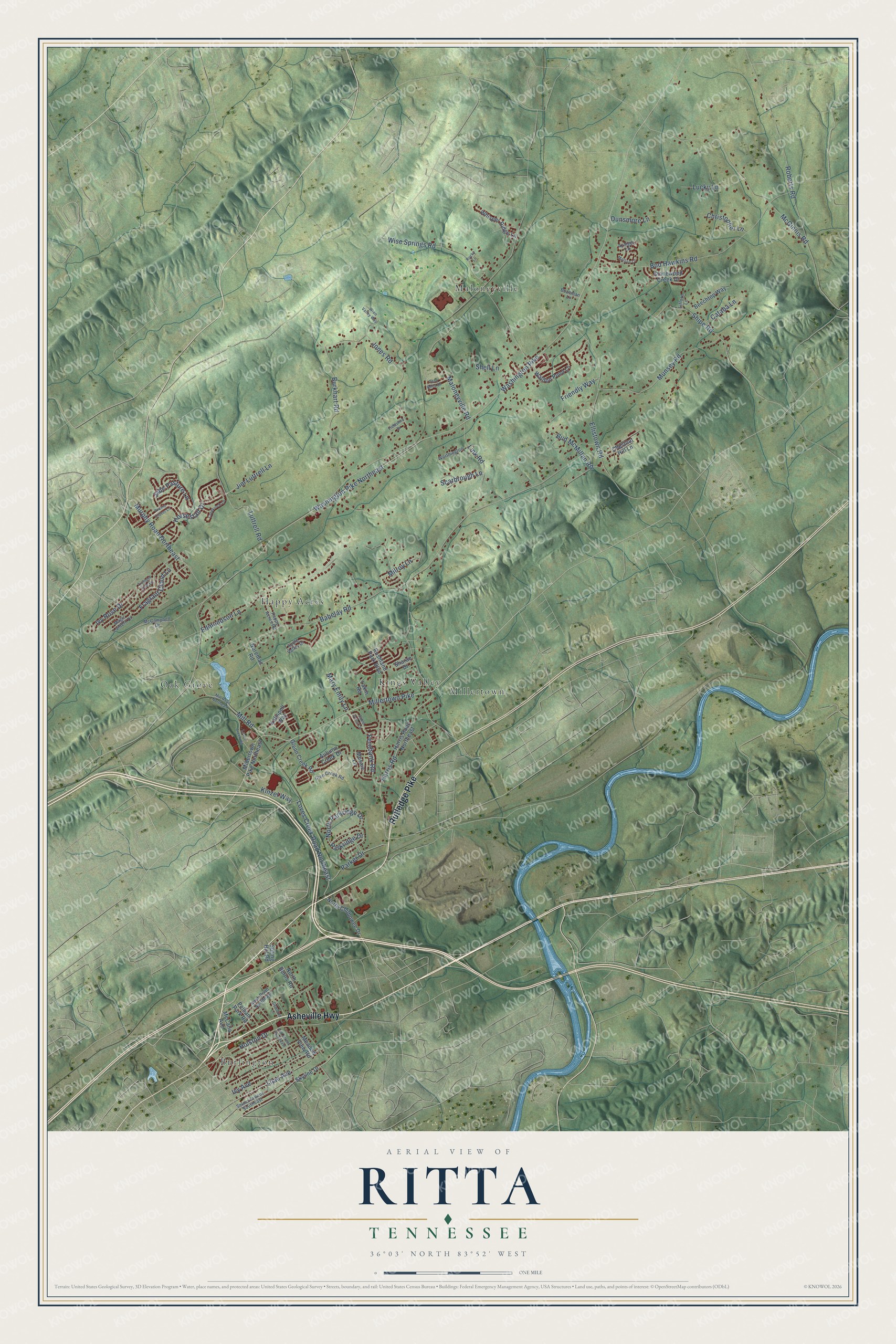 Watermarked full-map preview of Ritta, Tennessee