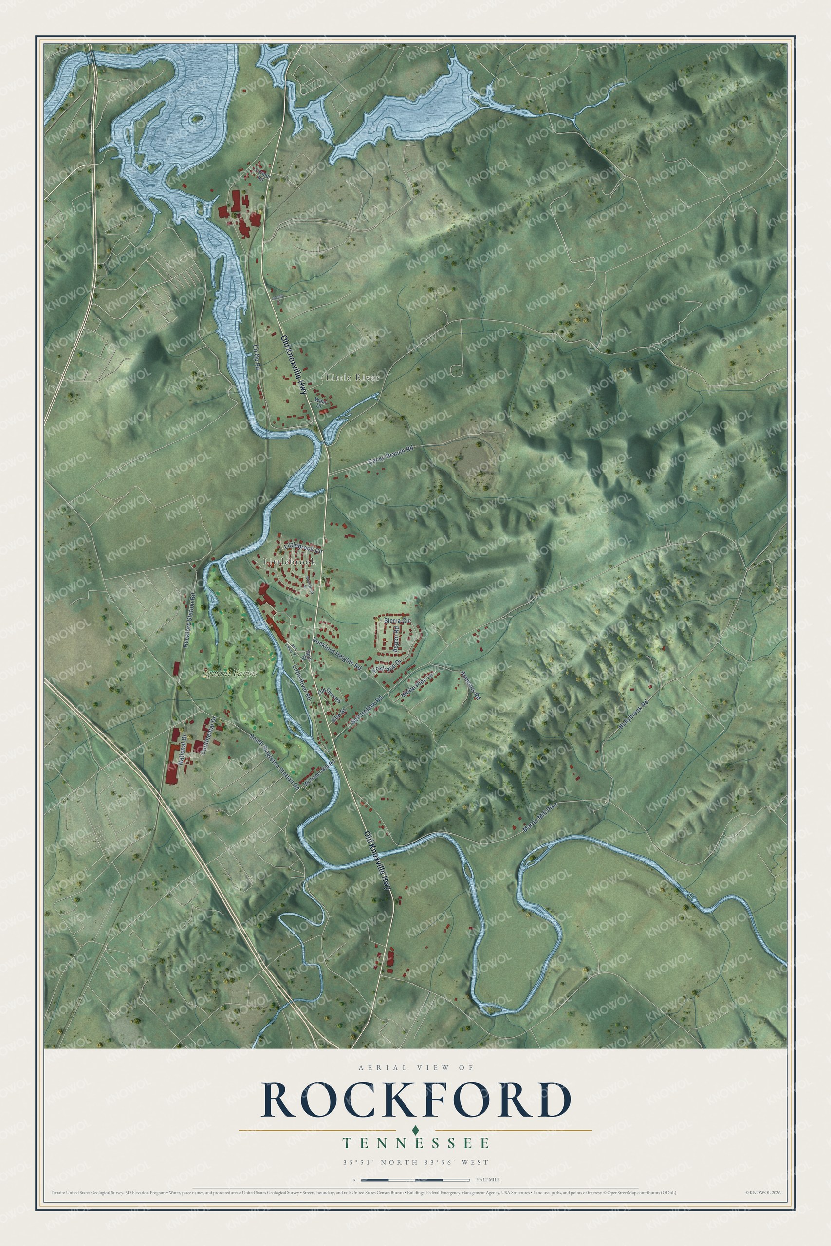 Watermarked full-map preview of Rockford, Tennessee
