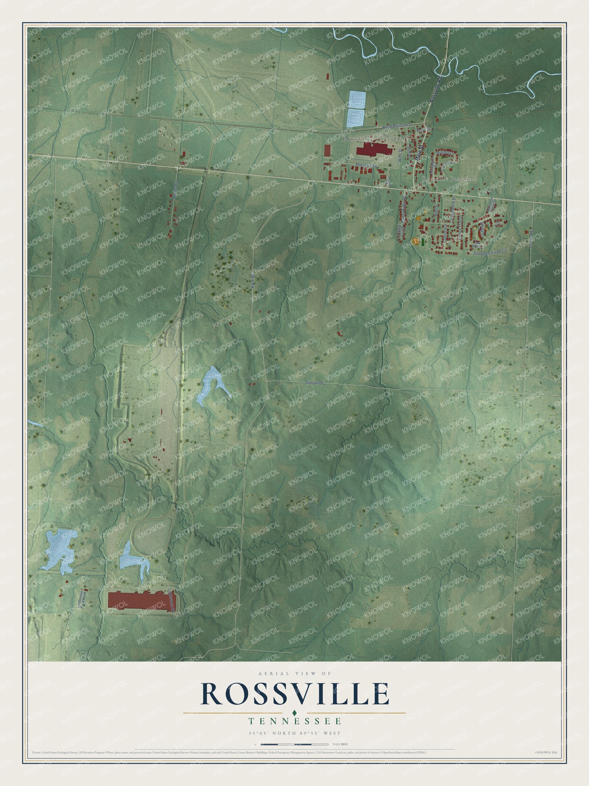 Watermarked full-map preview of Rossville, Tennessee