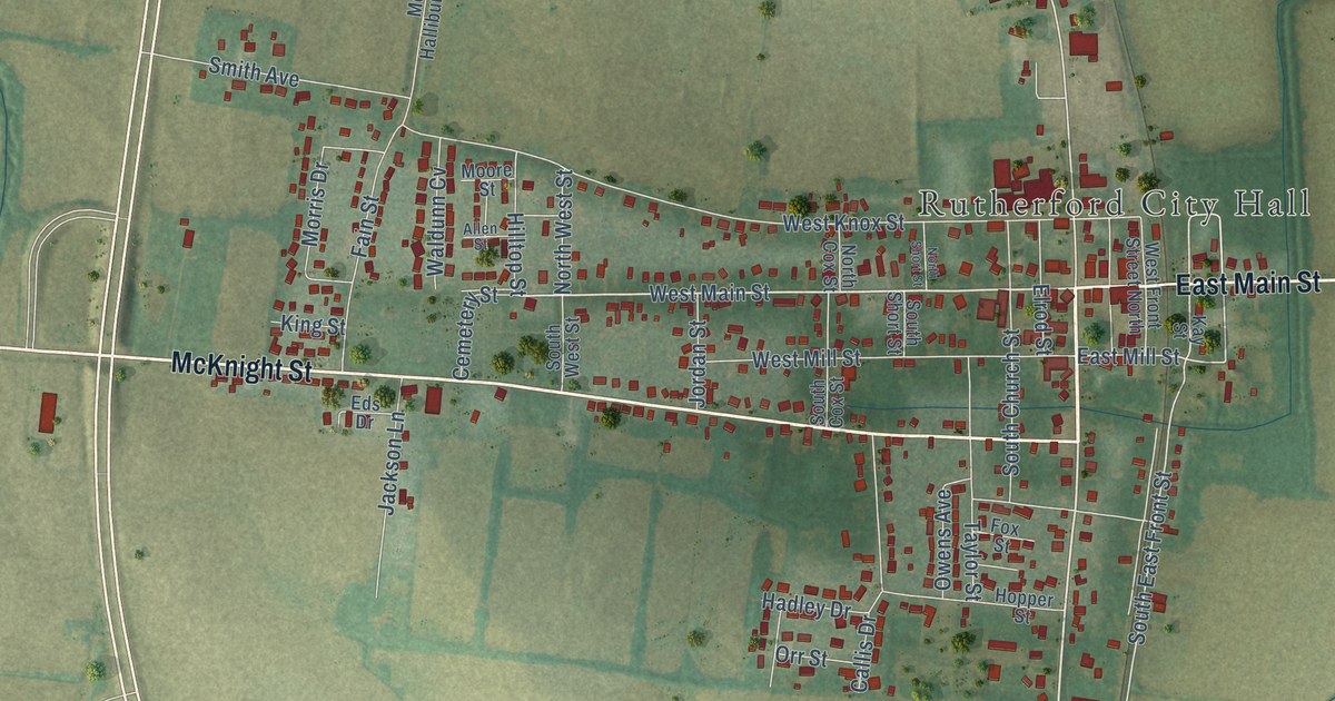 Map of Rutherford, Tennessee in 2026