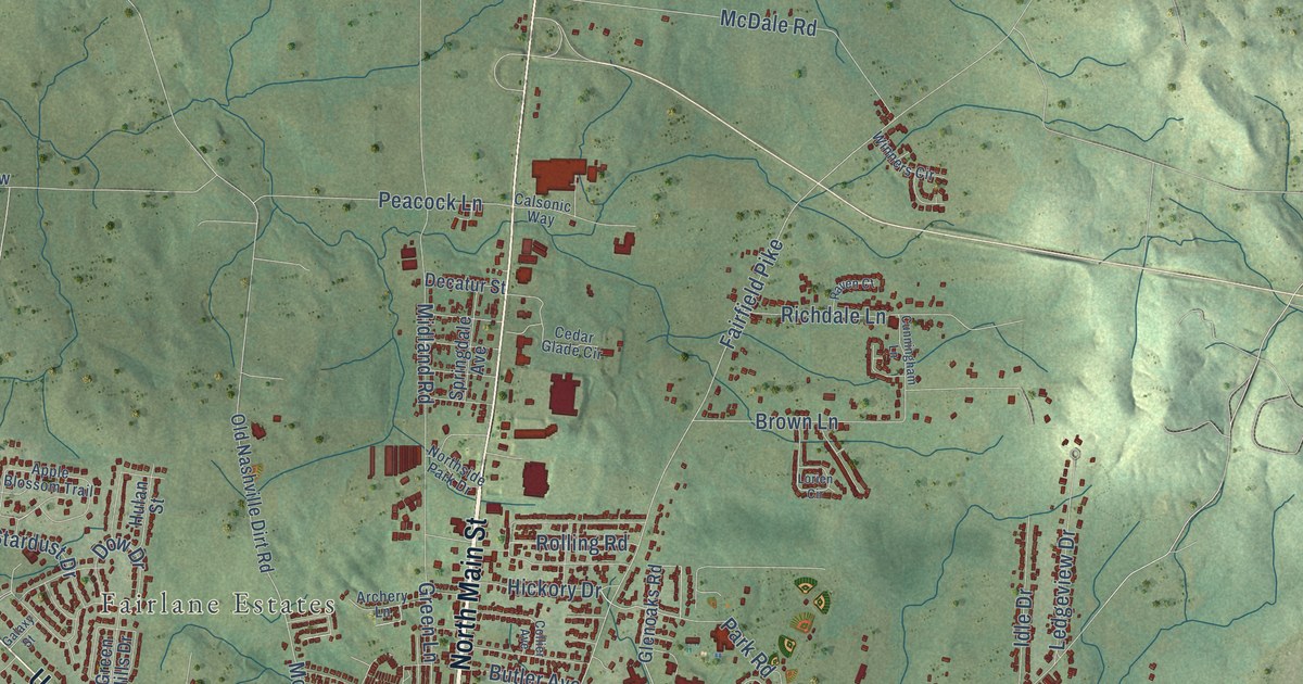 Map of Shelbyville, Tennessee in 2026