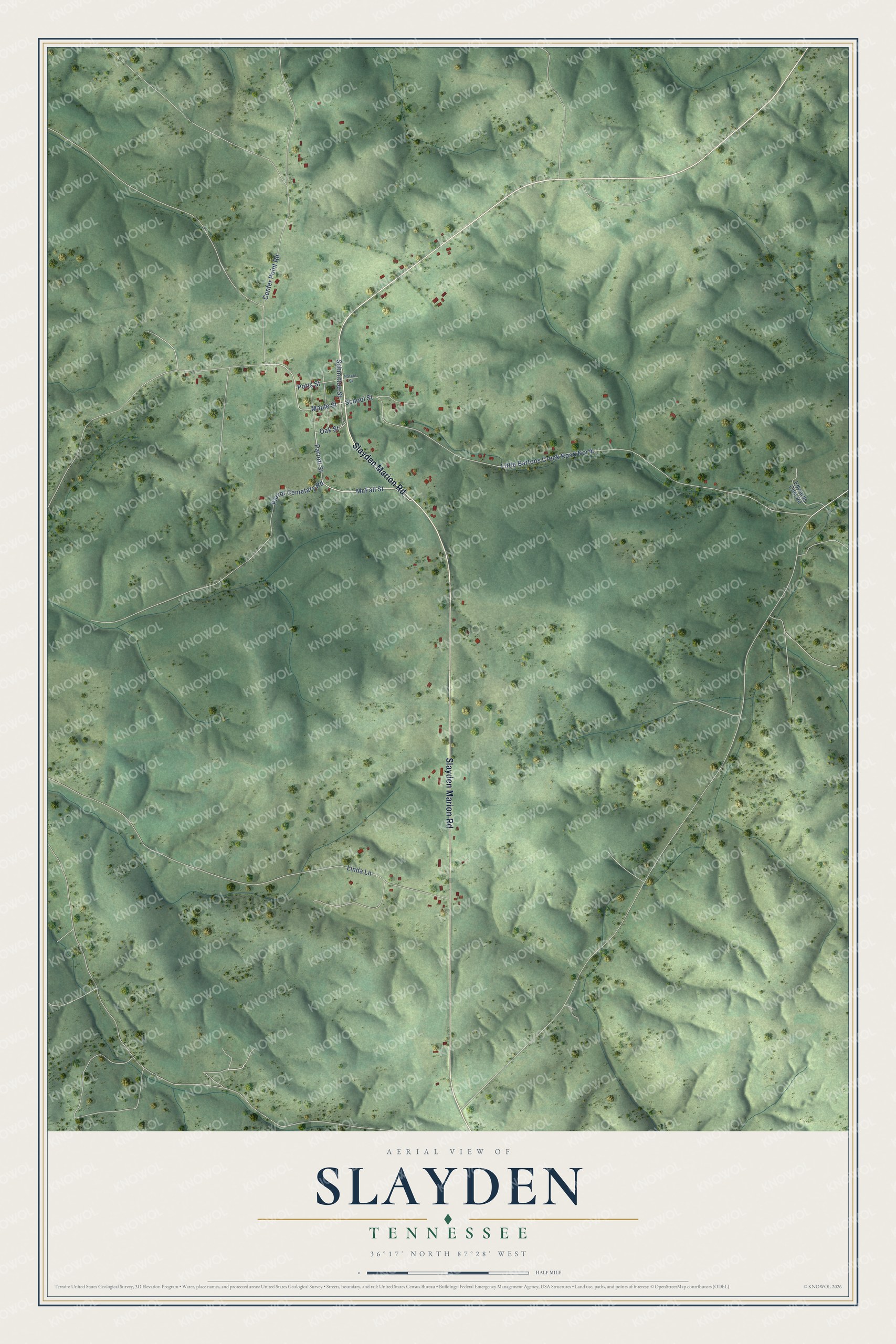 Watermarked full-map preview of Slayden, Tennessee