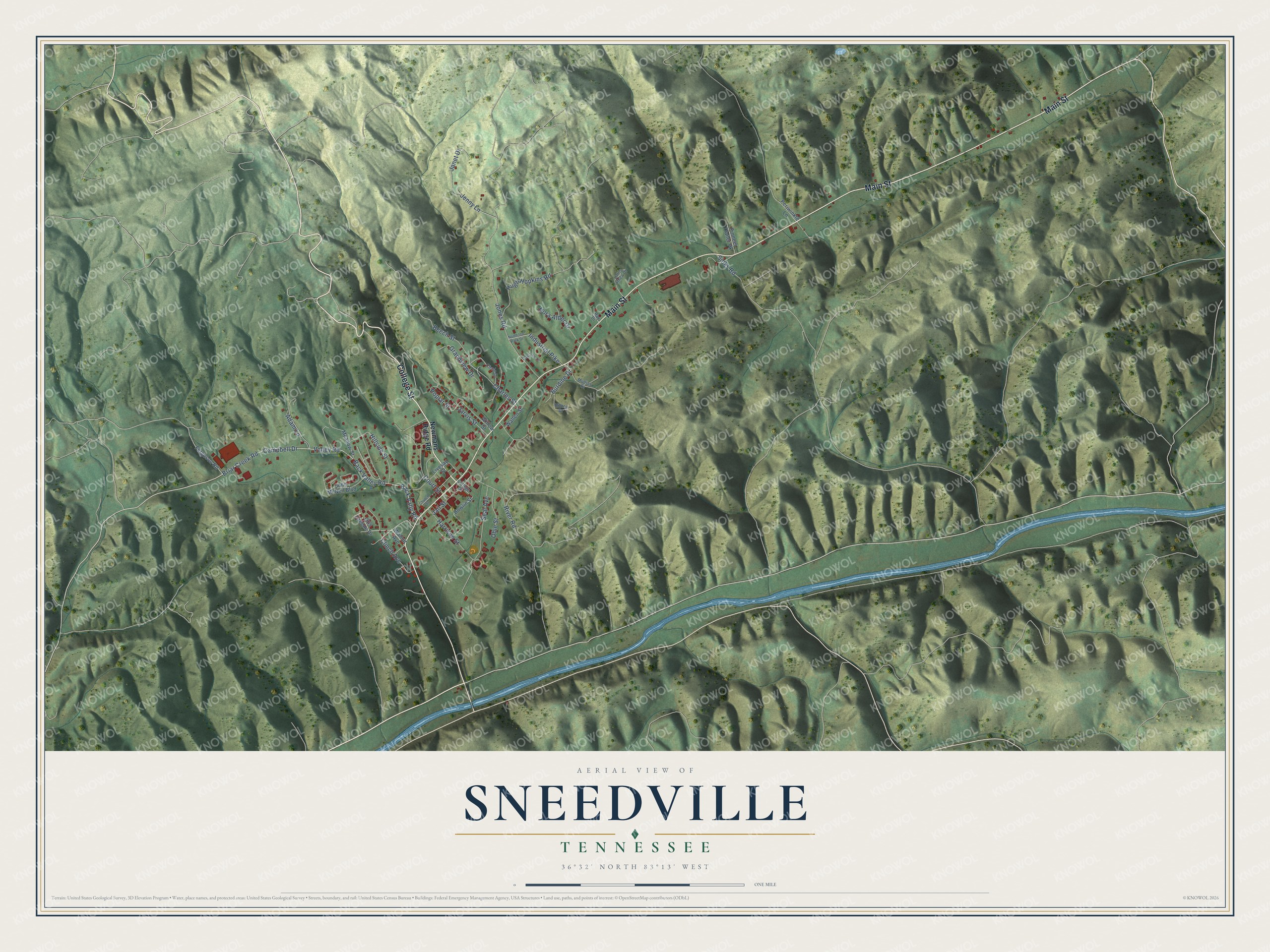 Watermarked full-map preview of Sneedville, Tennessee