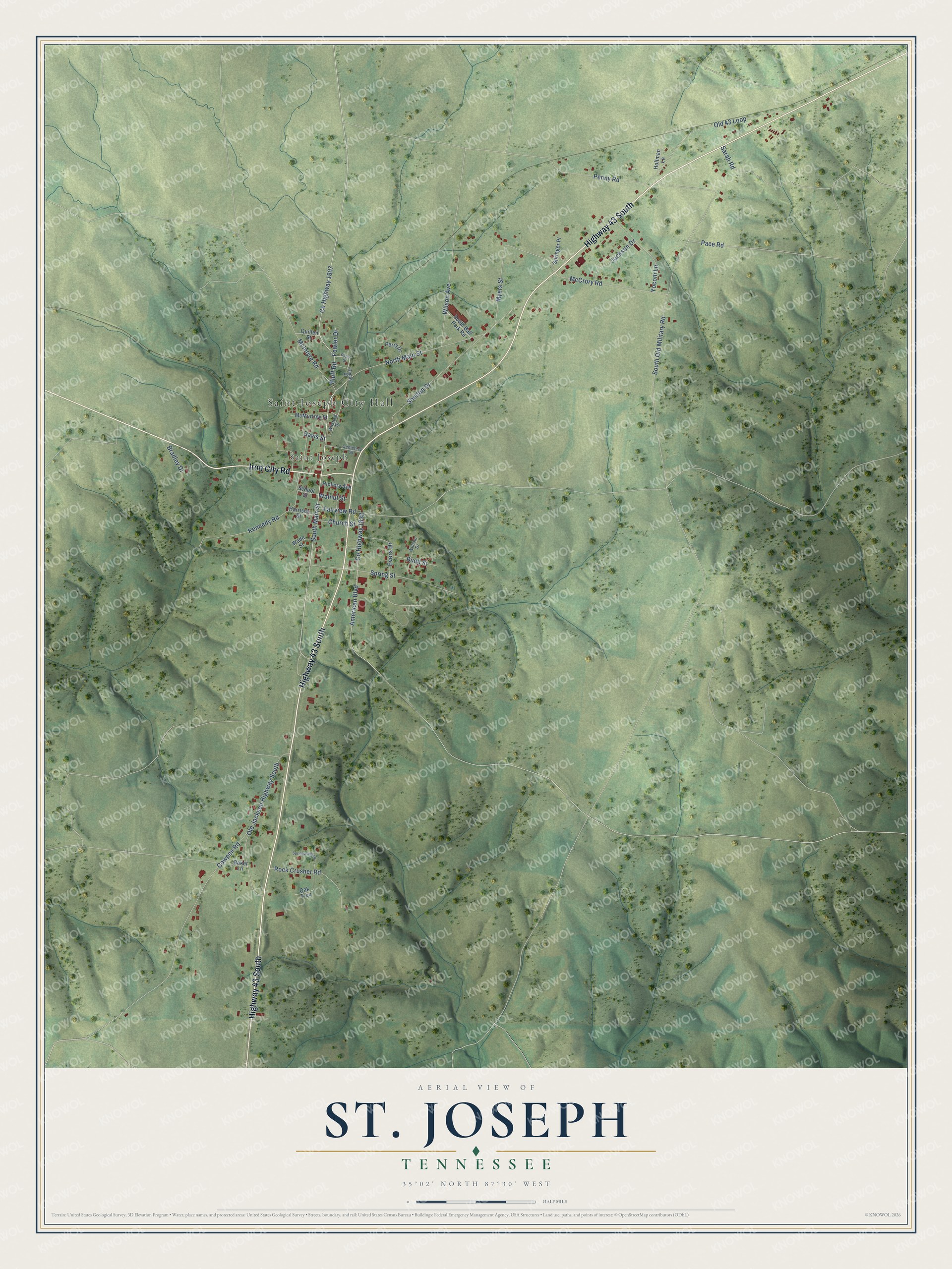Watermarked full-map preview of St. Joseph, Tennessee