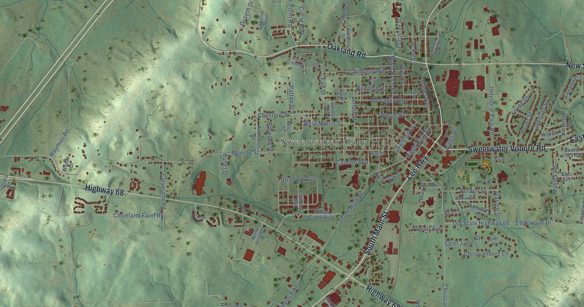 Map of Sweetwater, Tennessee in 2026