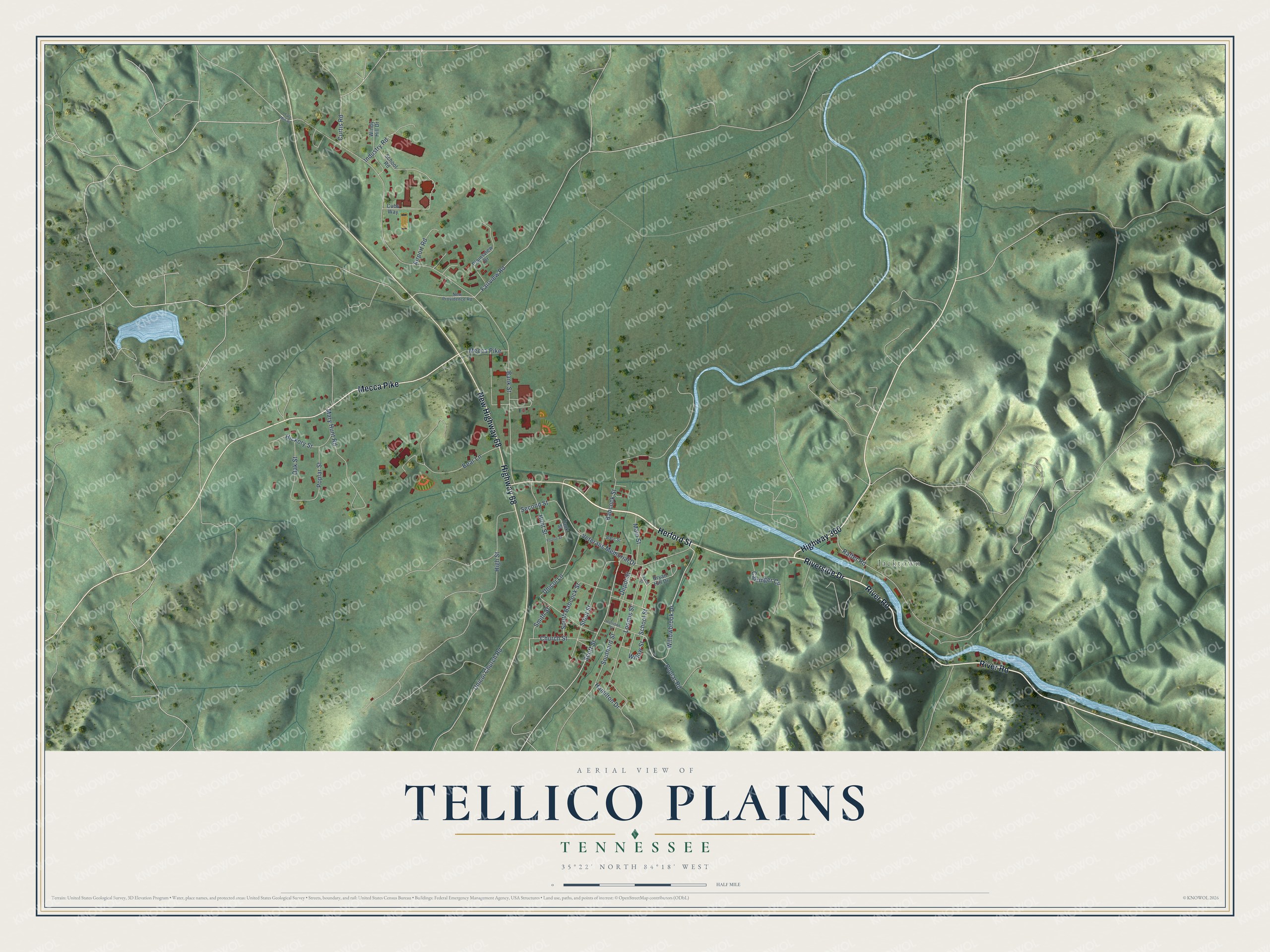 Watermarked full-map preview of Tellico Plains, Tennessee