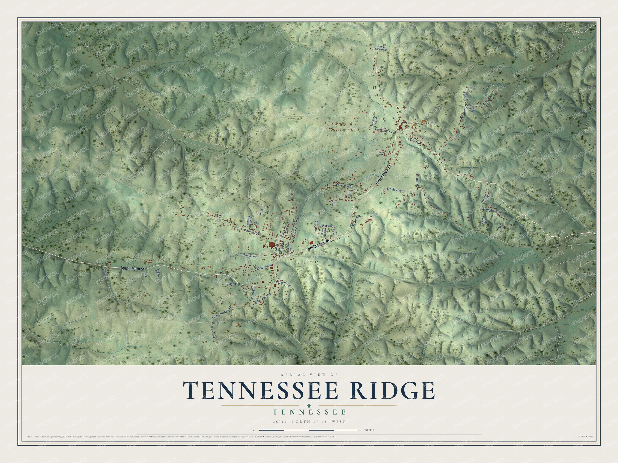 Watermarked full-map preview of Tennessee Ridge, Tennessee