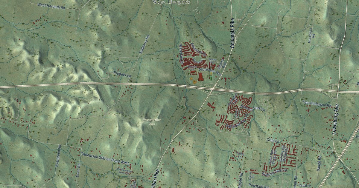 Map of Thompson’s Station, Tennessee in 2026