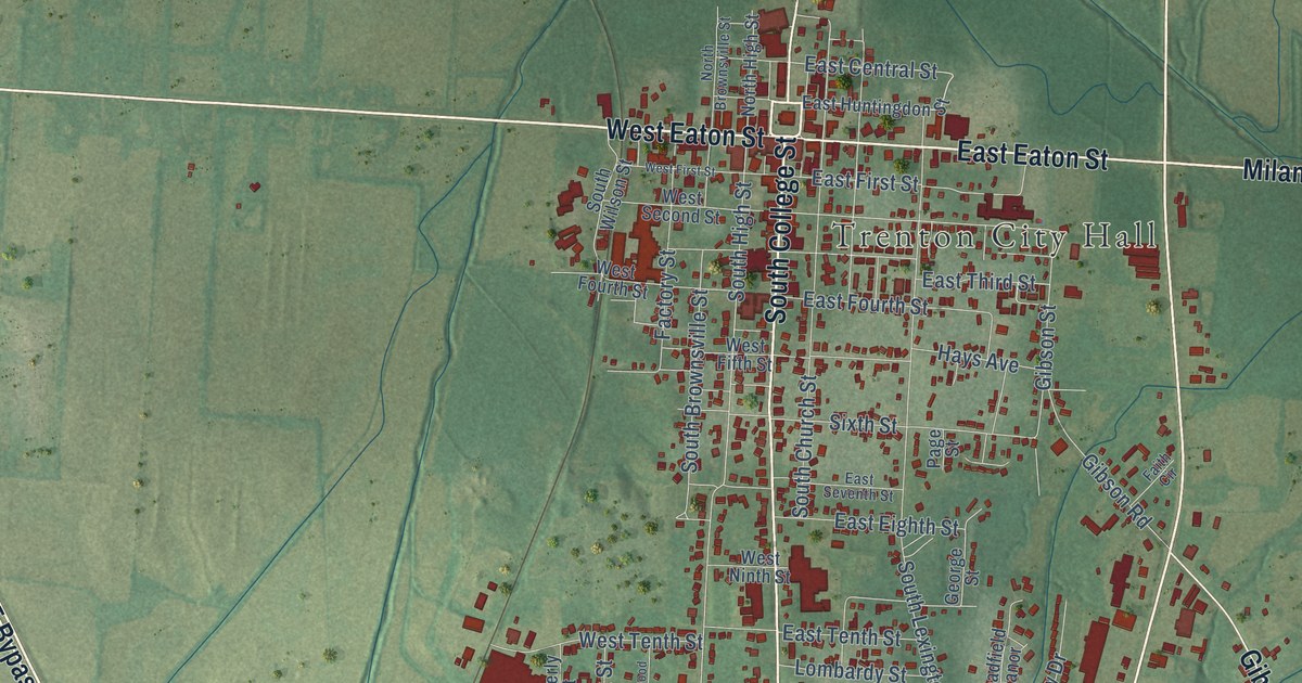 Map of Trenton, Tennessee in 2026