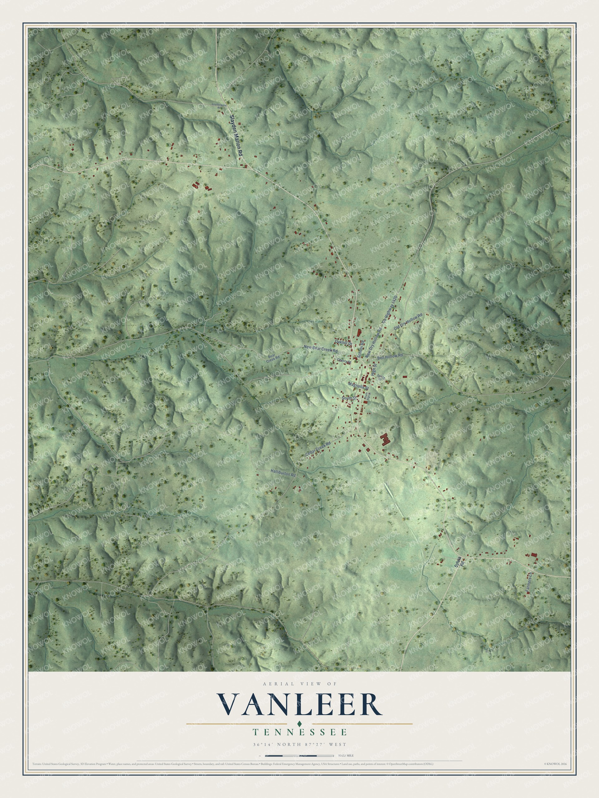 Watermarked full-map preview of Vanleer, Tennessee