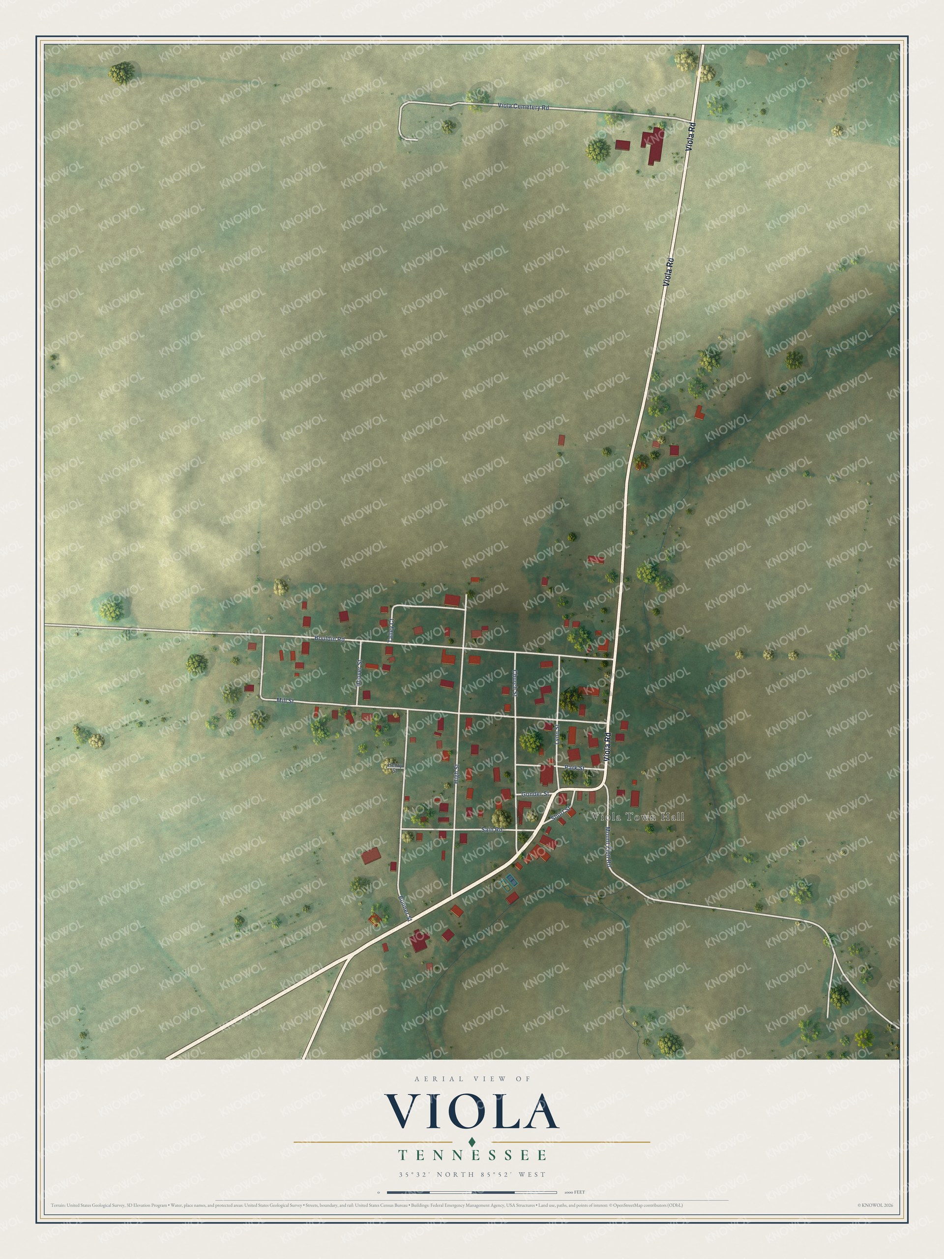 Watermarked full-map preview of Viola, Tennessee