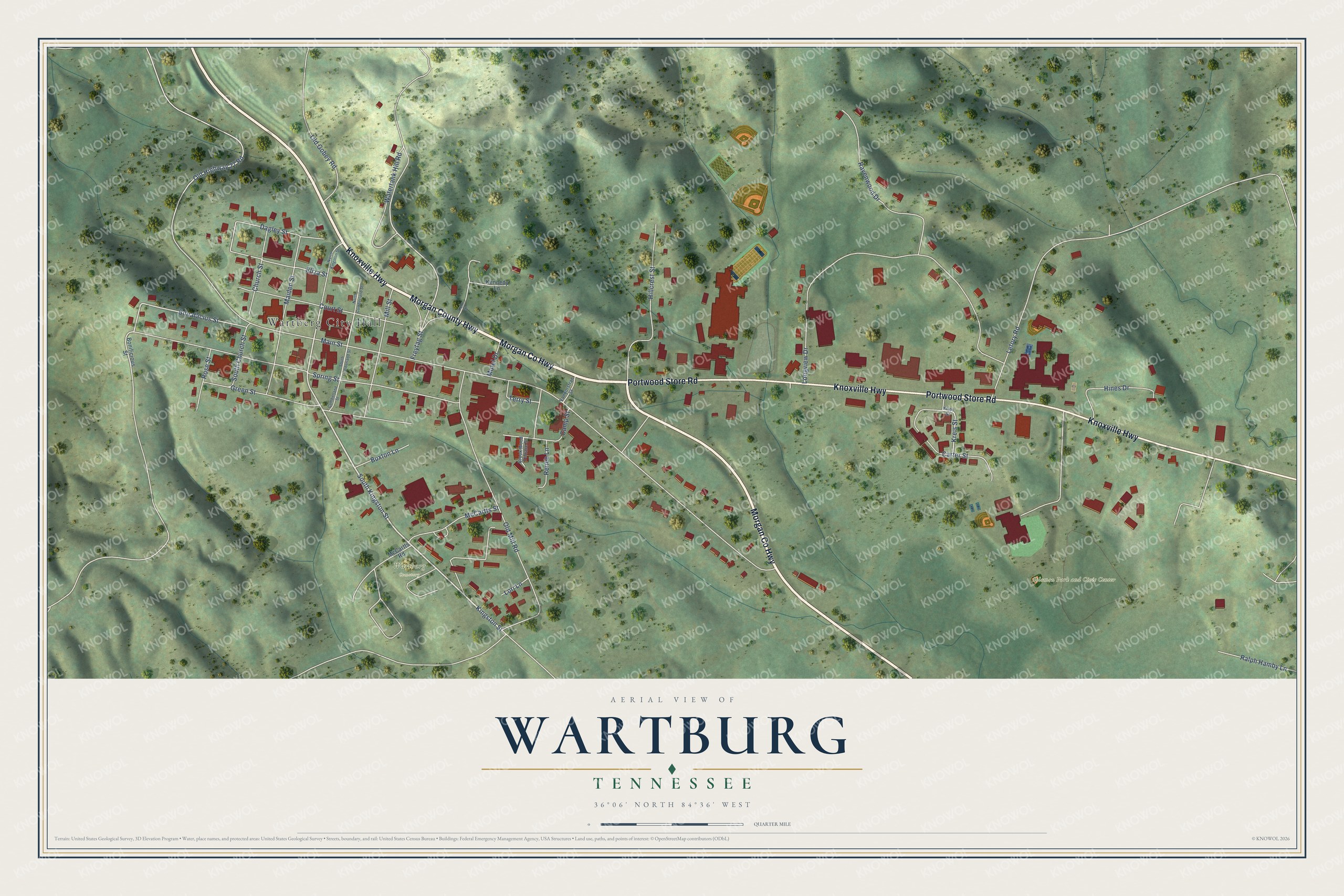 Watermarked full-map preview of Wartburg, Tennessee