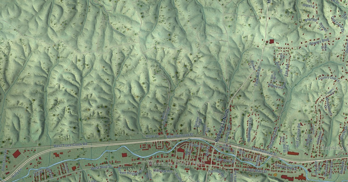 Map of Waverly, Tennessee in 2026