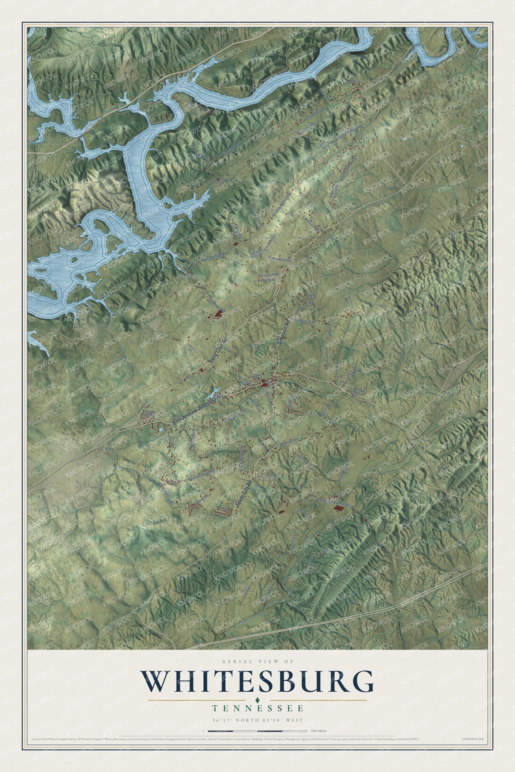 Watermarked full-map preview of Whitesburg, Tennessee