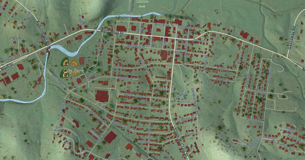 Map of Woodbury, Tennessee in 2026