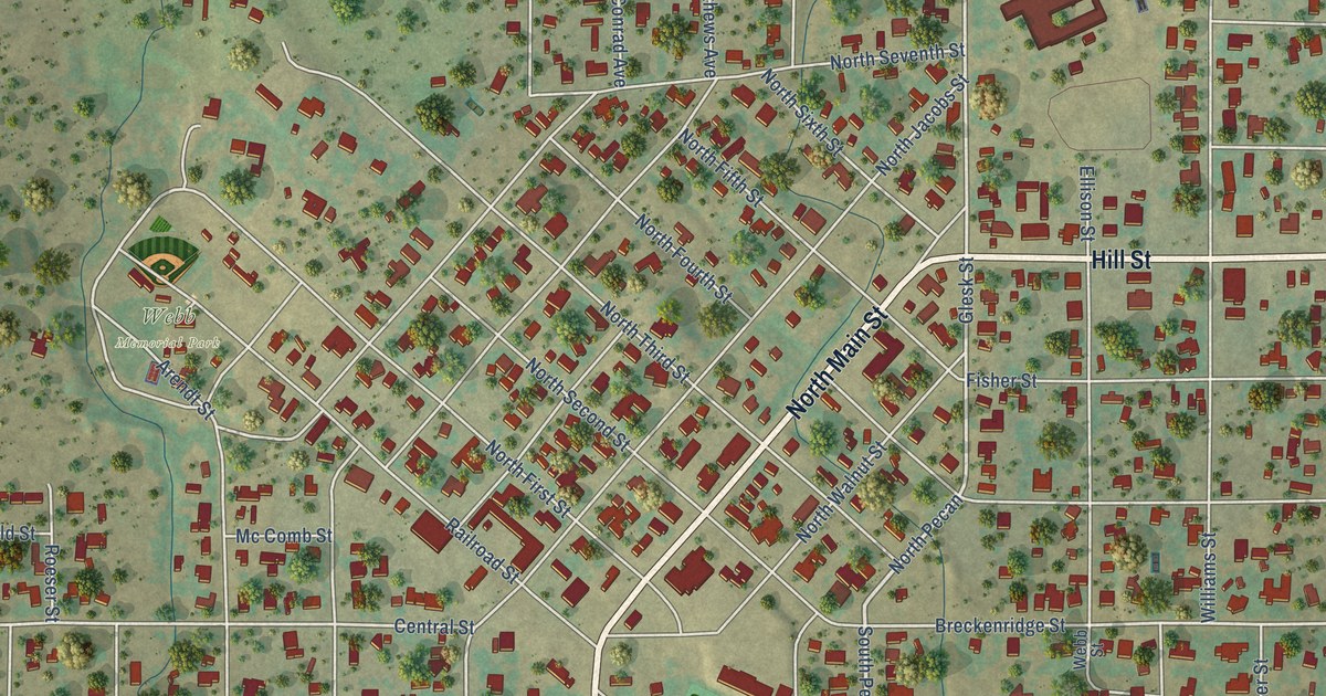 Map of Albany, Texas in 2026