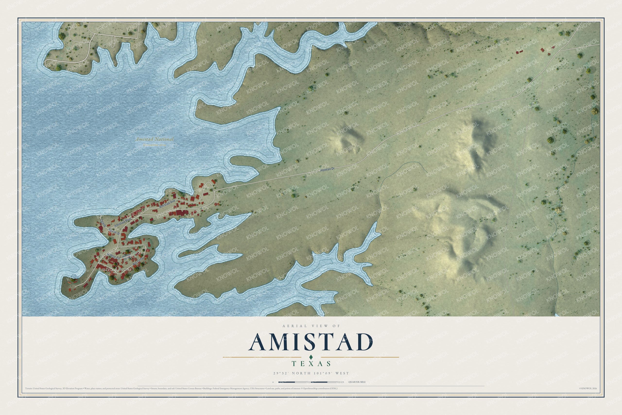 Watermarked full-map preview of Amistad, Texas