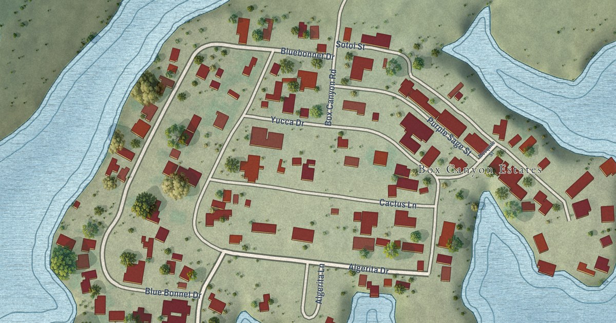Map of Box Canyon, Texas in 2026