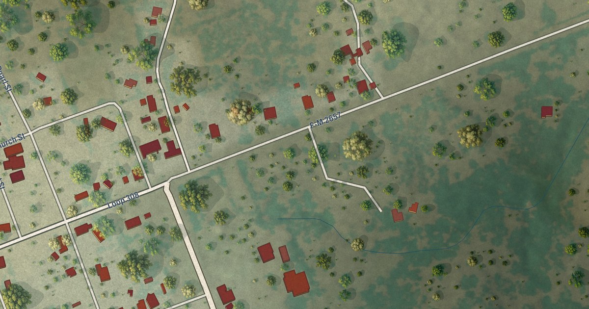 Map of Briggs, Texas in 2026
