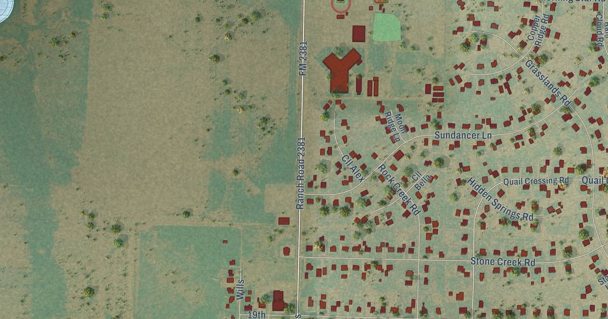Map of Bushland, Texas in 2026