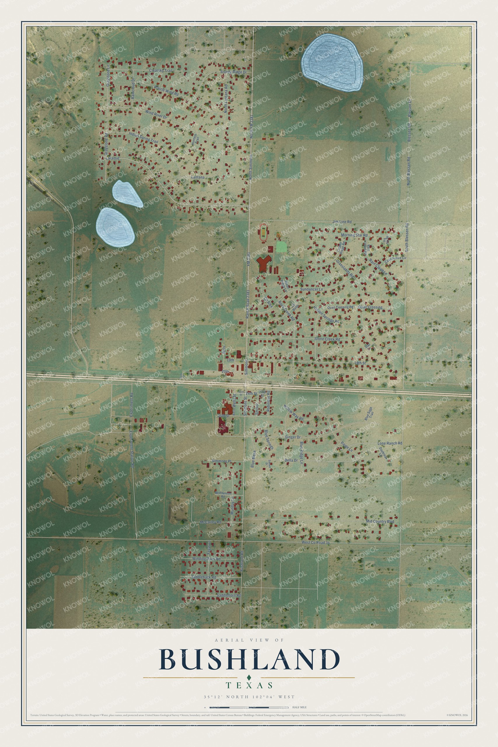 Watermarked full-map preview of Bushland, Texas