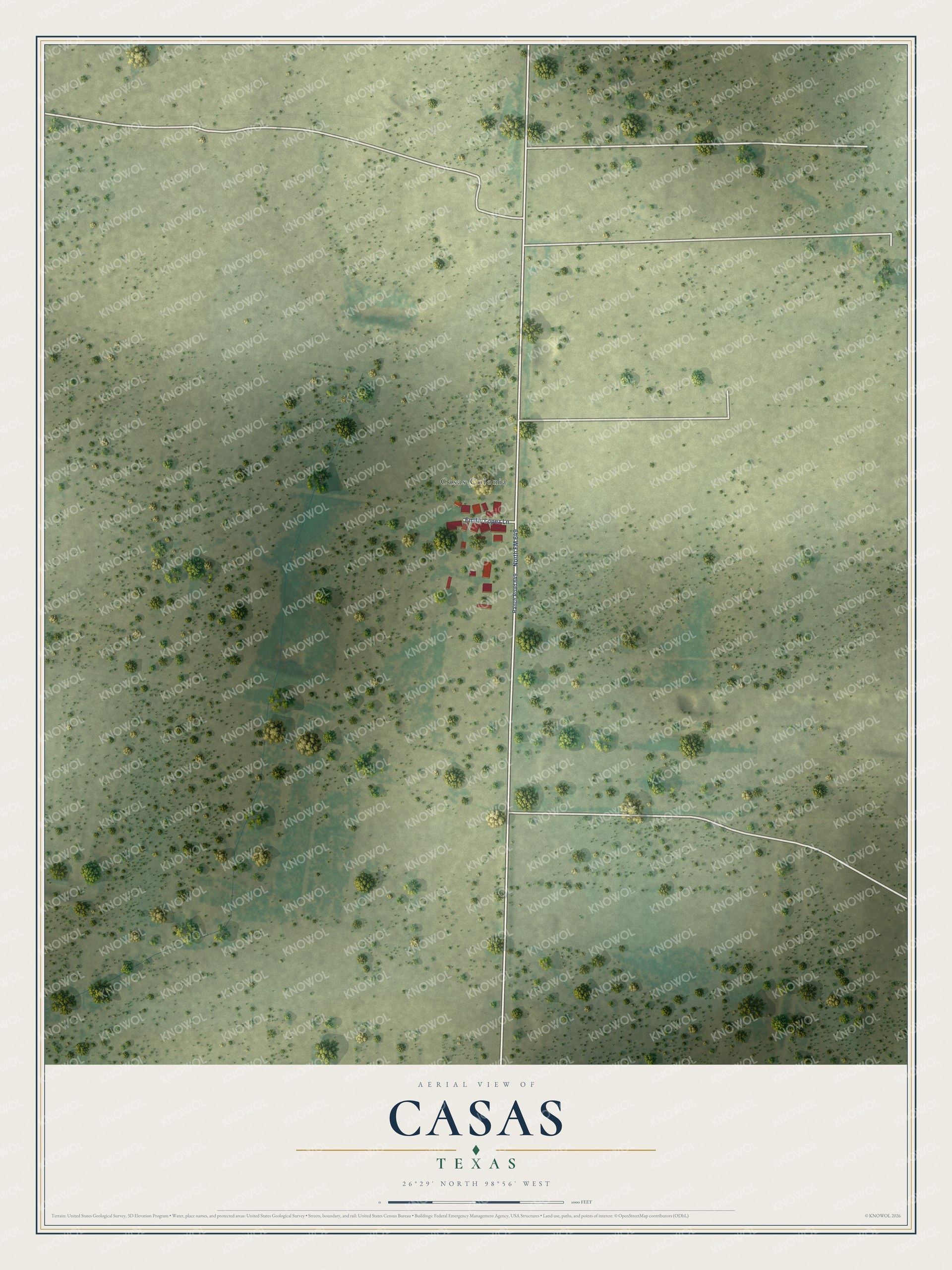 Watermarked full-map preview of Casas, Texas