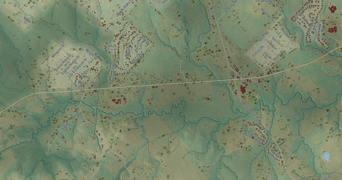 Map of Cedar Creek, Texas in 2026