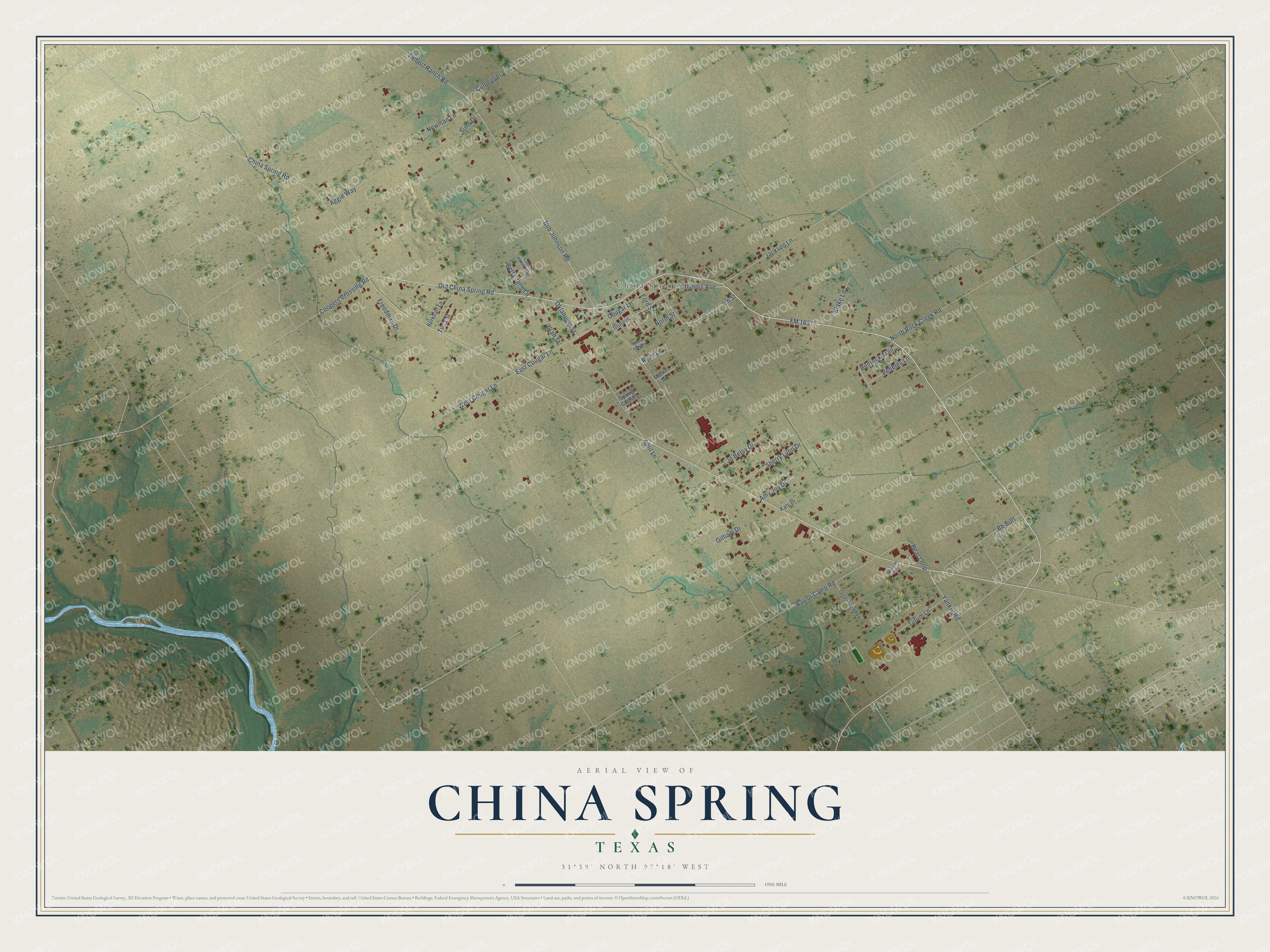 Watermarked full-map preview of China Spring, Texas