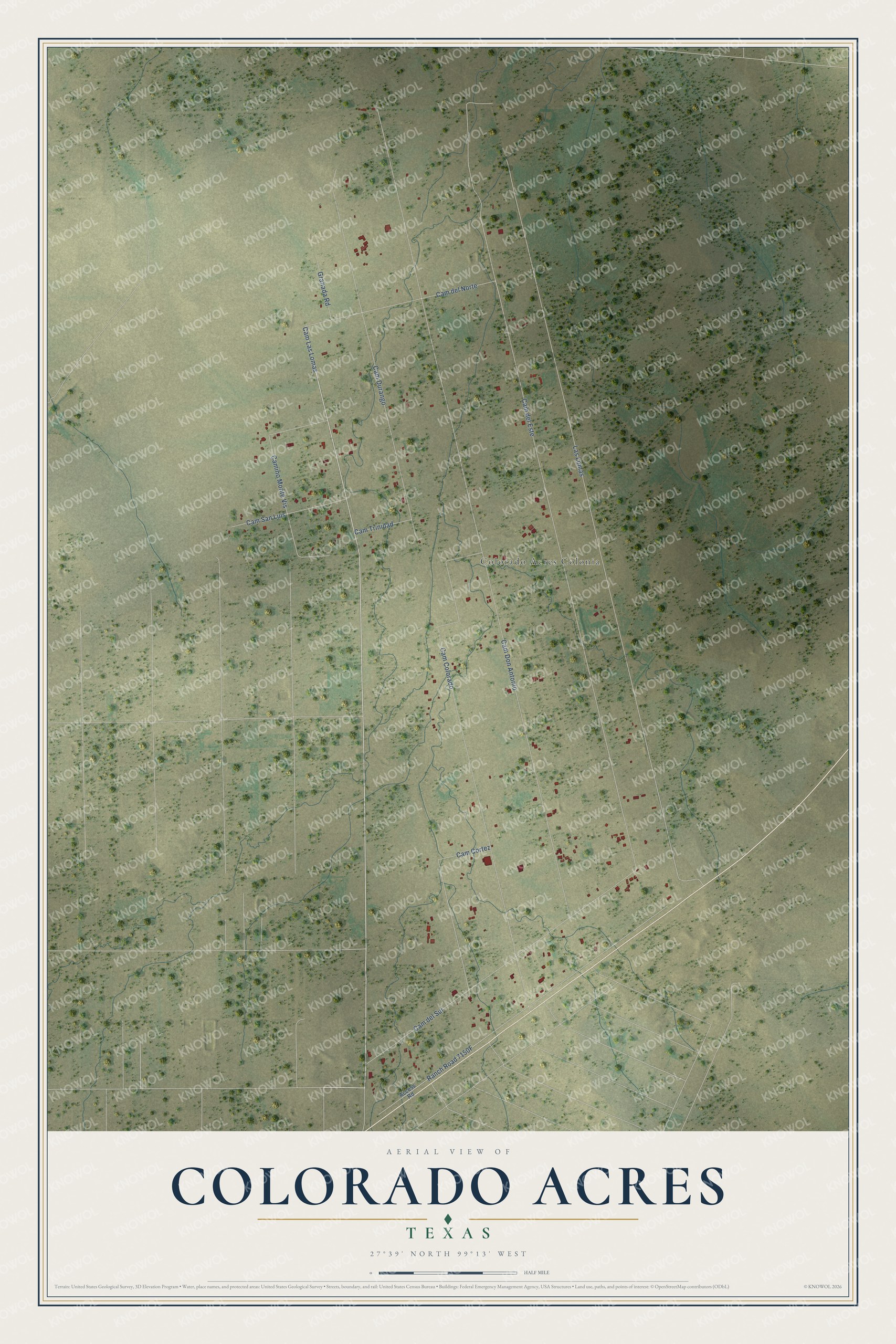 Watermarked full-map preview of Colorado Acres, Texas
