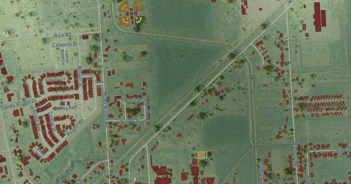 Map of Crosby, Texas in 2026