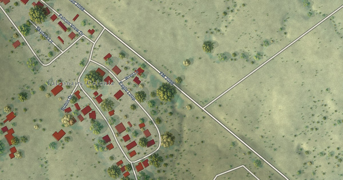 Map of Falconaire, Texas in 2026