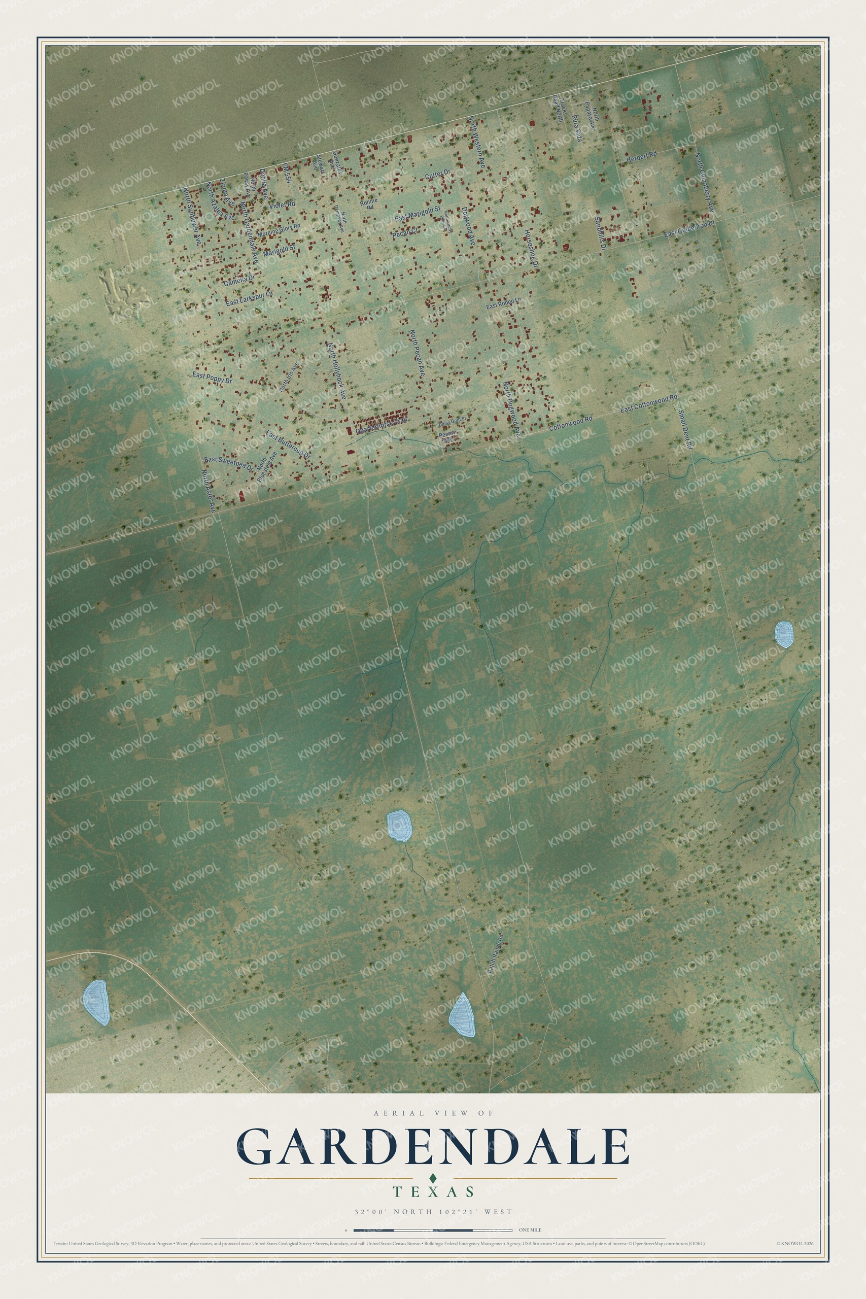 Watermarked full-map preview of Gardendale, Texas
