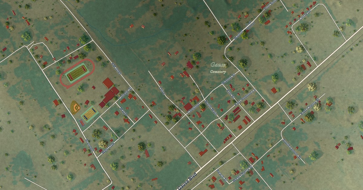 Map of Gause, Texas in 2026