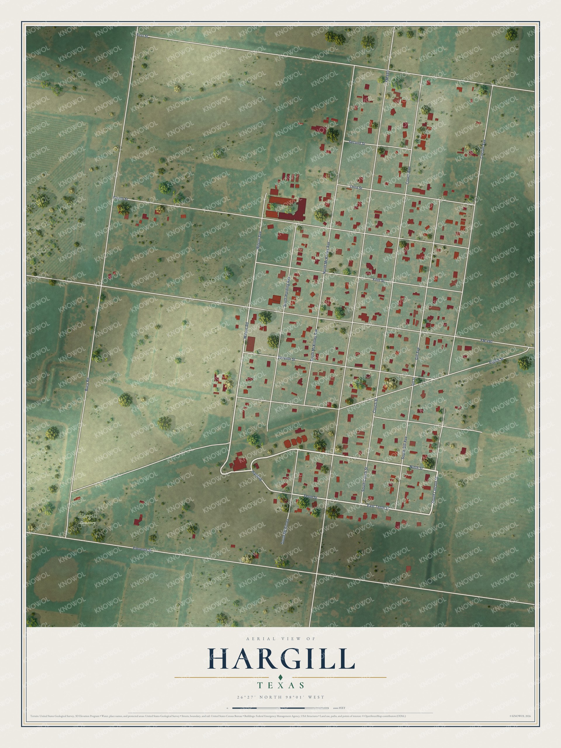 Watermarked full-map preview of Hargill, Texas