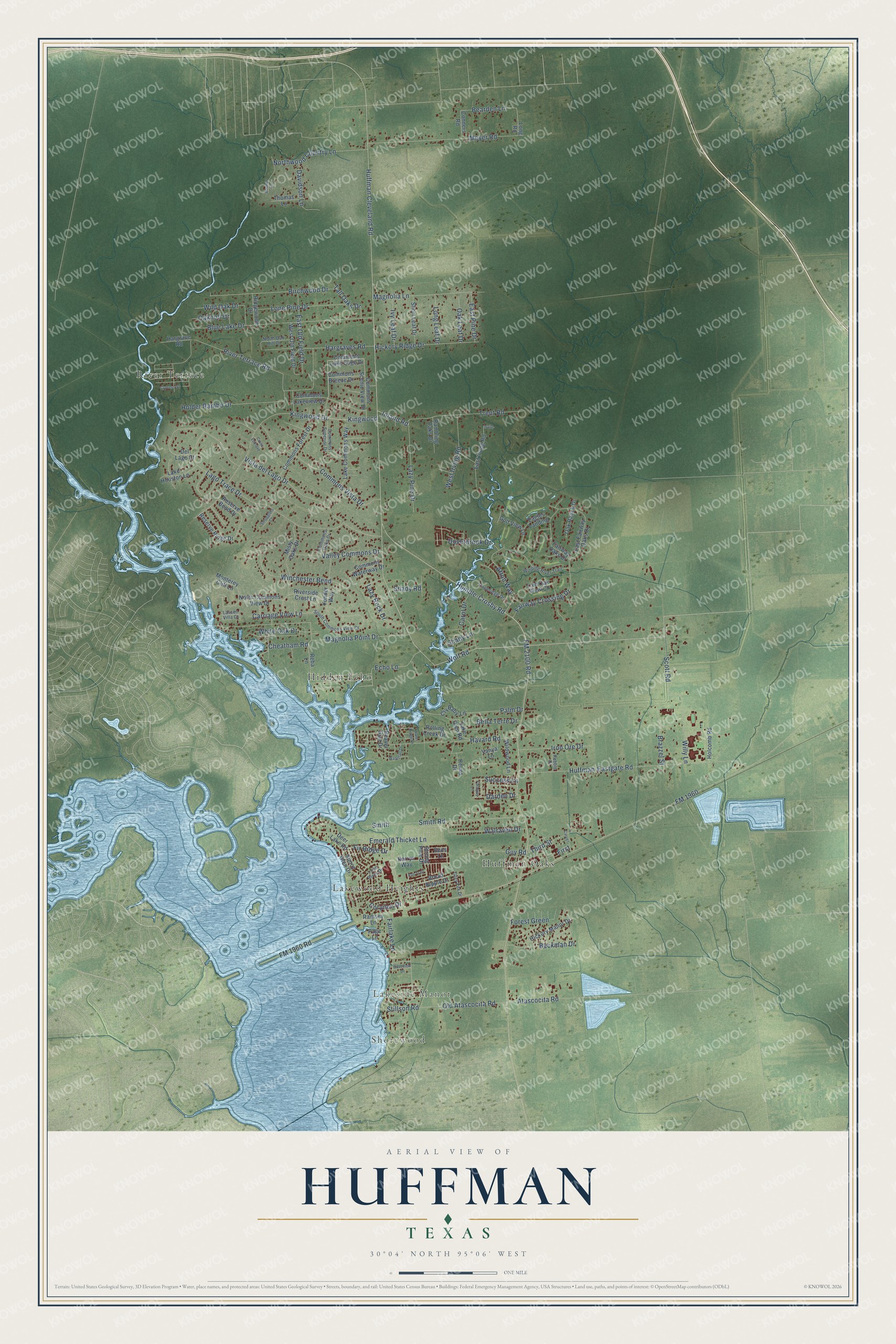 Watermarked full-map preview of Huffman, Texas