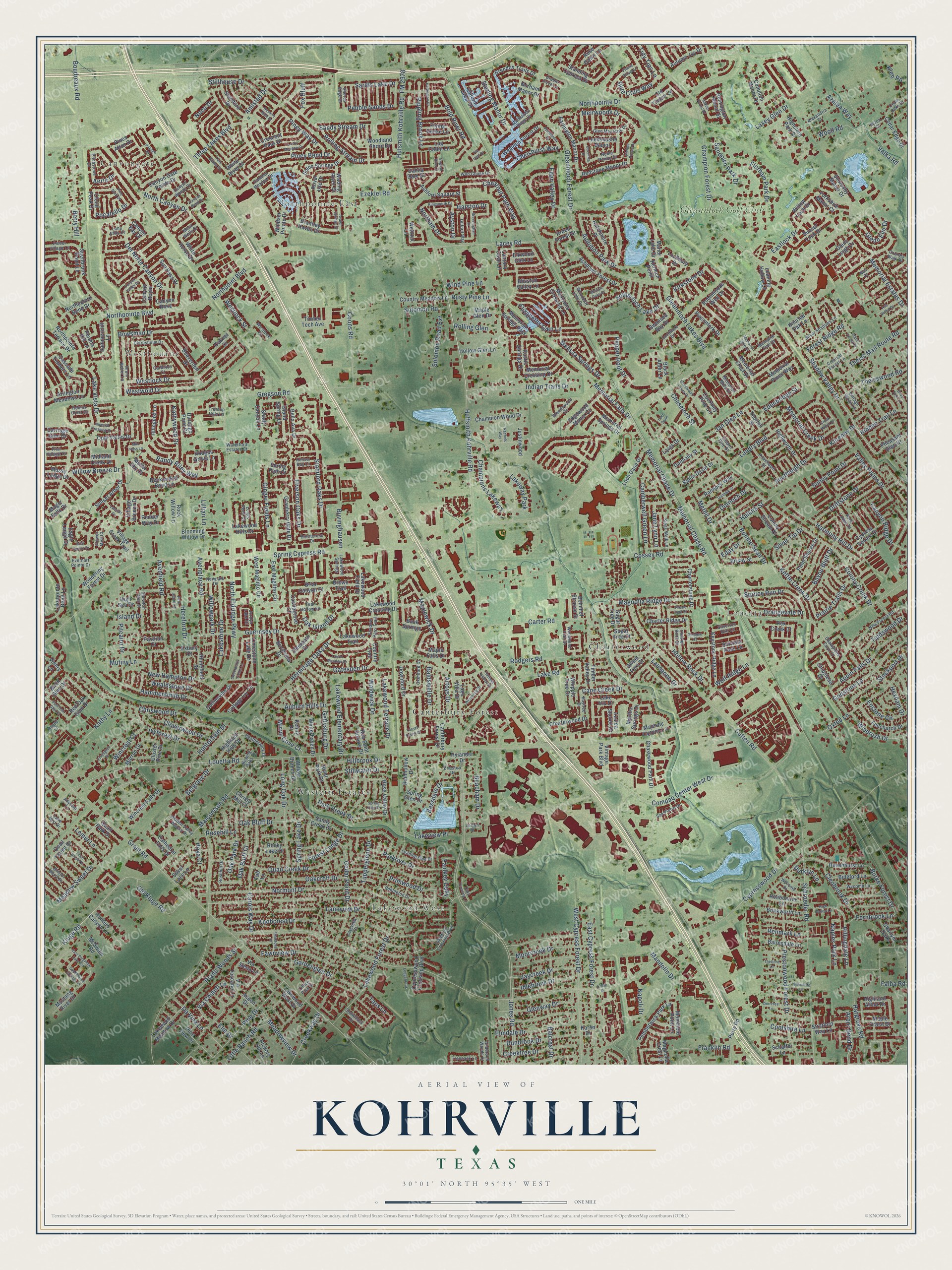 Watermarked full-map preview of Kohrville, Texas
