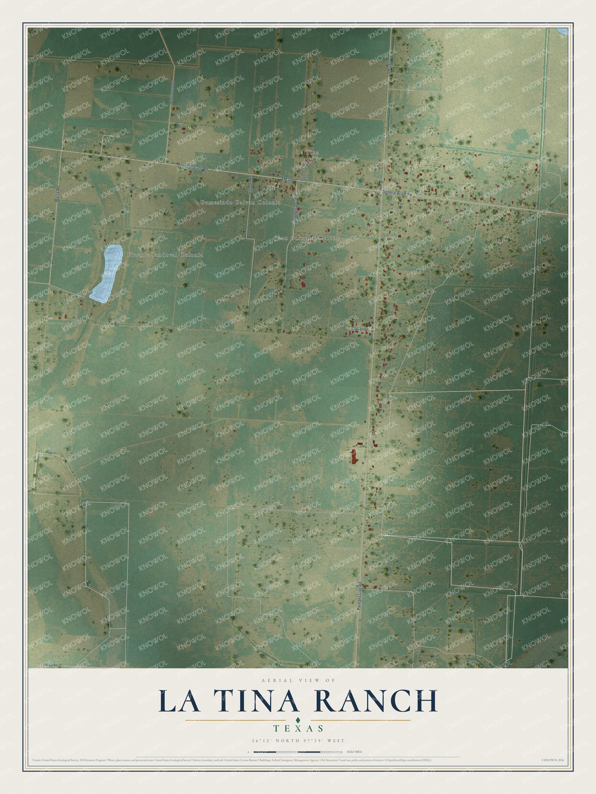 Watermarked full-map preview of La Tina Ranch, Texas