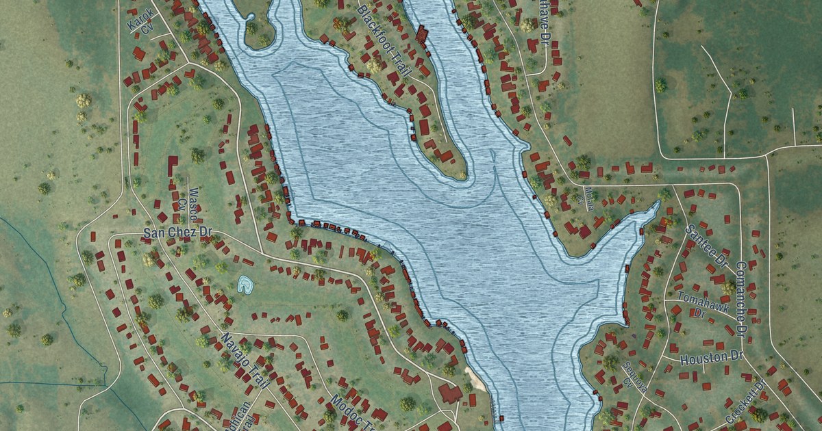 Map of Lake Kiowa, Texas in 2026